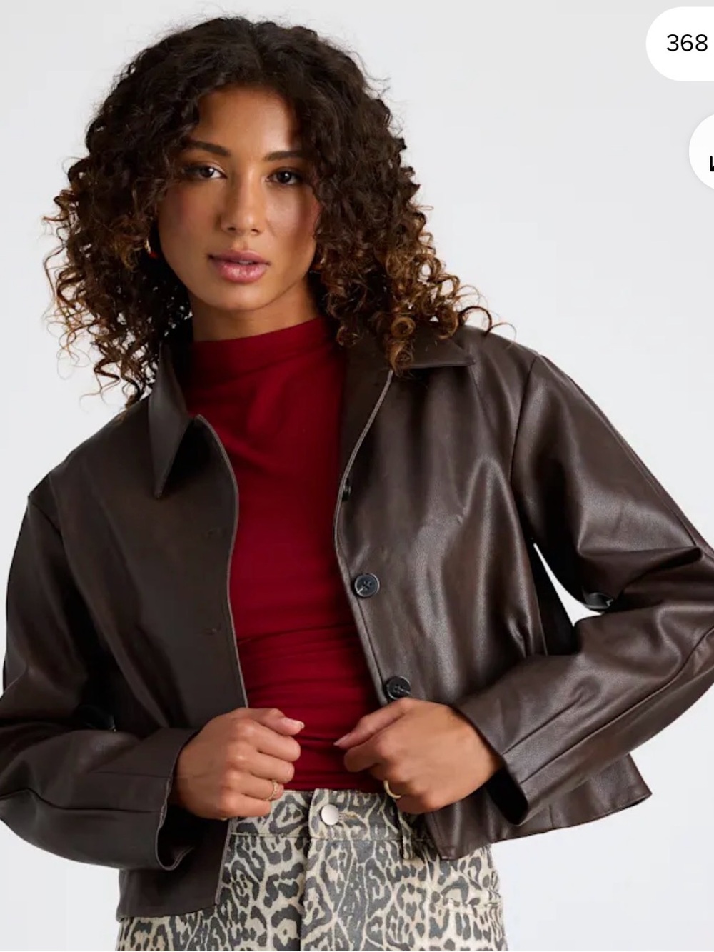 NWT Lulus Dark Brown Faux Leather Cropped Jacket